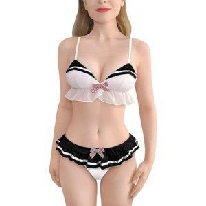 Littleforbig Women Magical Girls Nightwear Sexy Sleveles Bra Panties  Bikini Set
